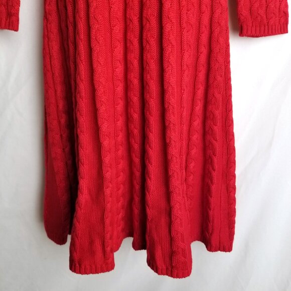 Jessica Howard Cable Knit Sweater Dress M Red V Neck NWT Cozy Holiday Dress - Picture 4 of 13